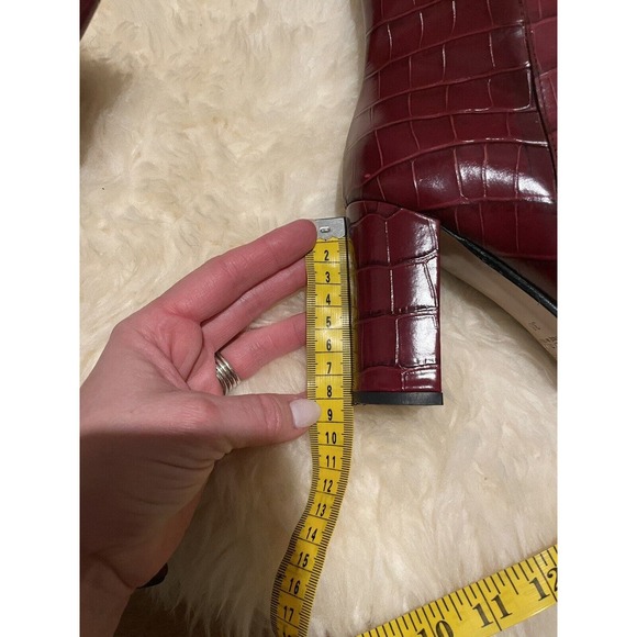 Seller S8644 Cocco Red Croc Ankle Boots SZ 38 Bordeaux red Burgundy Valentines - Picture 9 of 9